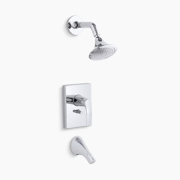 Kohler Symbol® Rite-Temp® pressure-balancing bath and shower faucet trim with push-button diverter, valve not included K-T18488-4