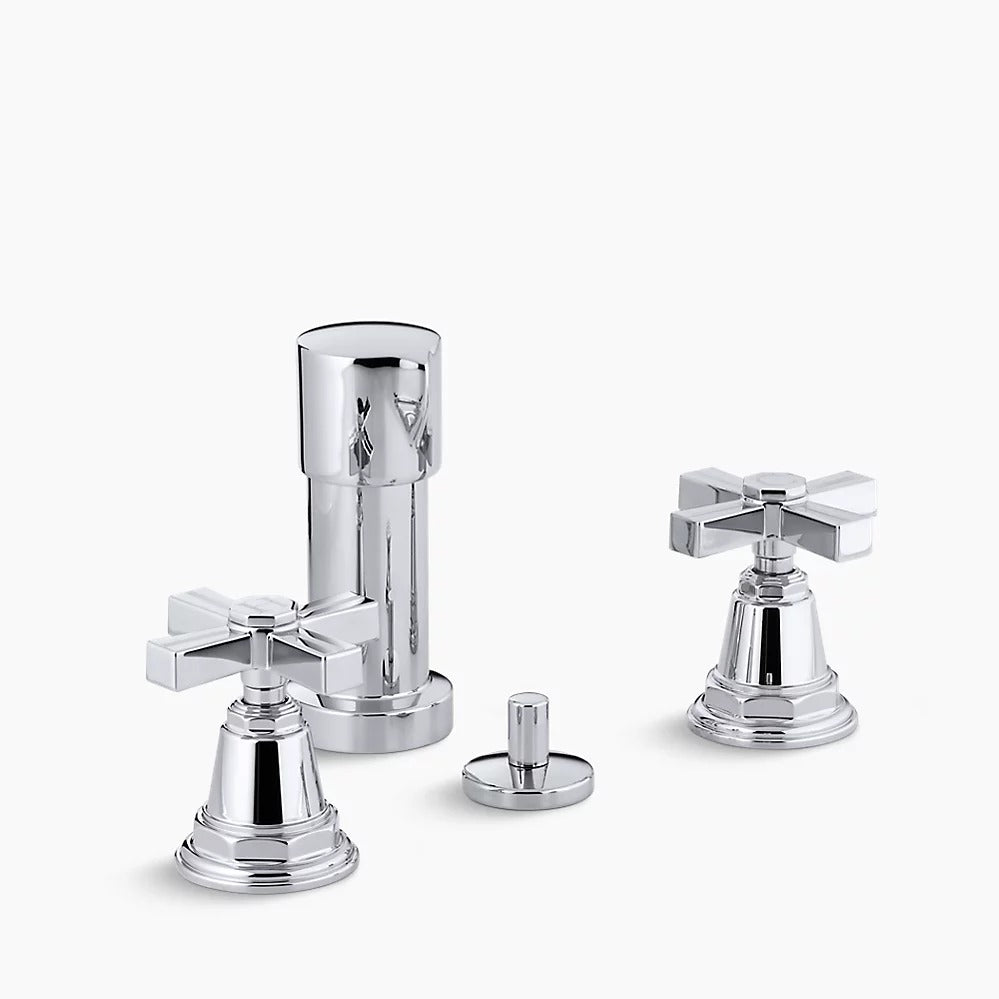 Kohler  Pinstripe® Vertical spray bidet faucet with cross handles K-13142-3B