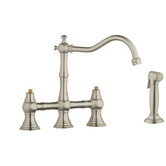 Grohe Bridgeford Bridge Kitchen Faucet with Hose & Spray Brushed Nickel 20 158 EN0