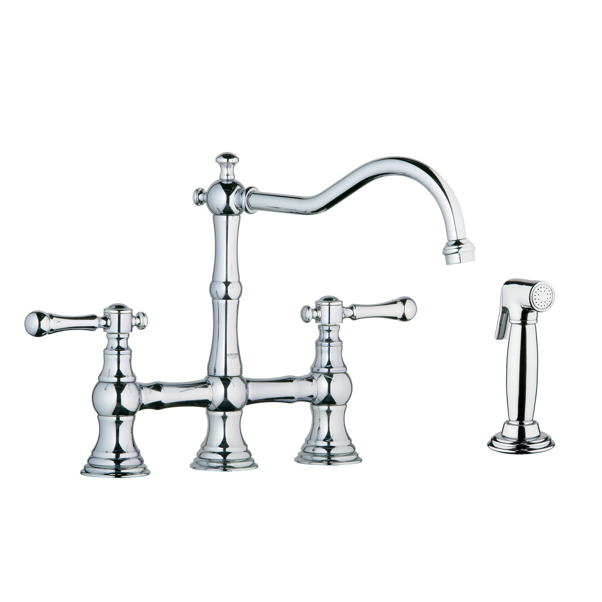 Grohe Bridgeford Bridge Kitchen Faucet with Hose & Spray Chrome 20 158 000