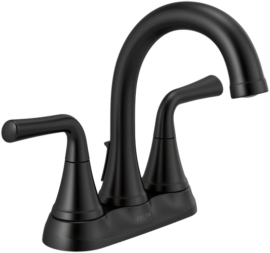 Delta 2533LF-BLMPU Matte Black Deck Mount Bathroom Sink Faucet