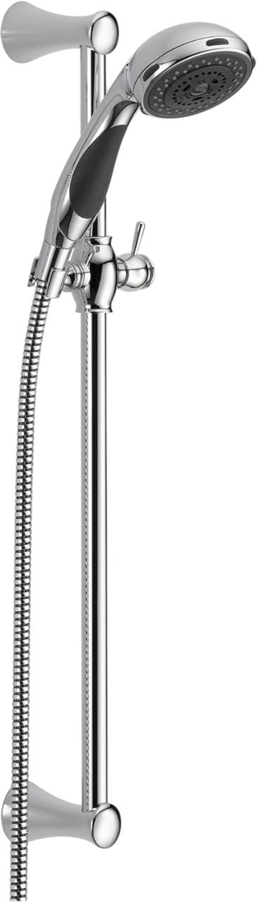 Delta Faucet 3-Spray Slide Bar Hand Held Shower with Hose, Chrome Handheld Shower Head - Slide Bar Hand Shower - Handheld Shower - Detachable Shower Head - Chrome 57014