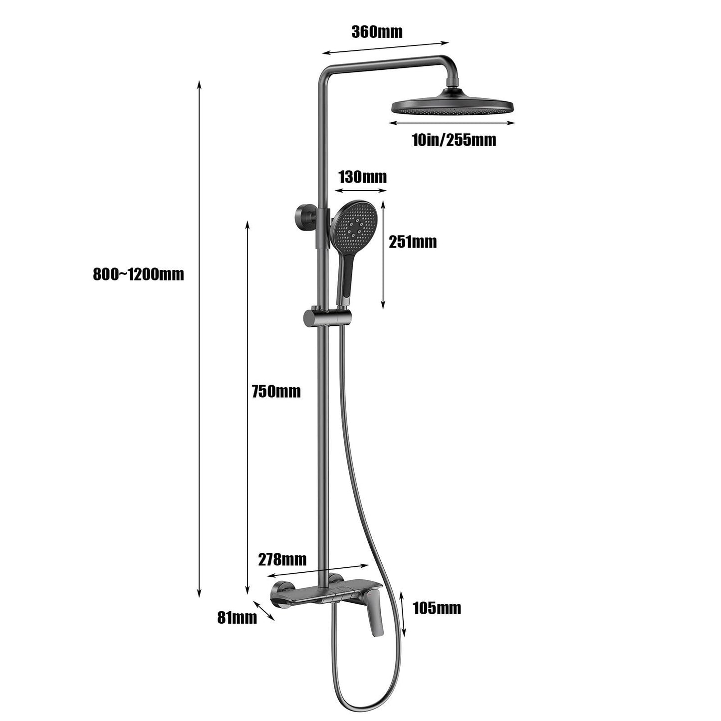 3 Modes Hand Shower 59A Brass Body Shower Set