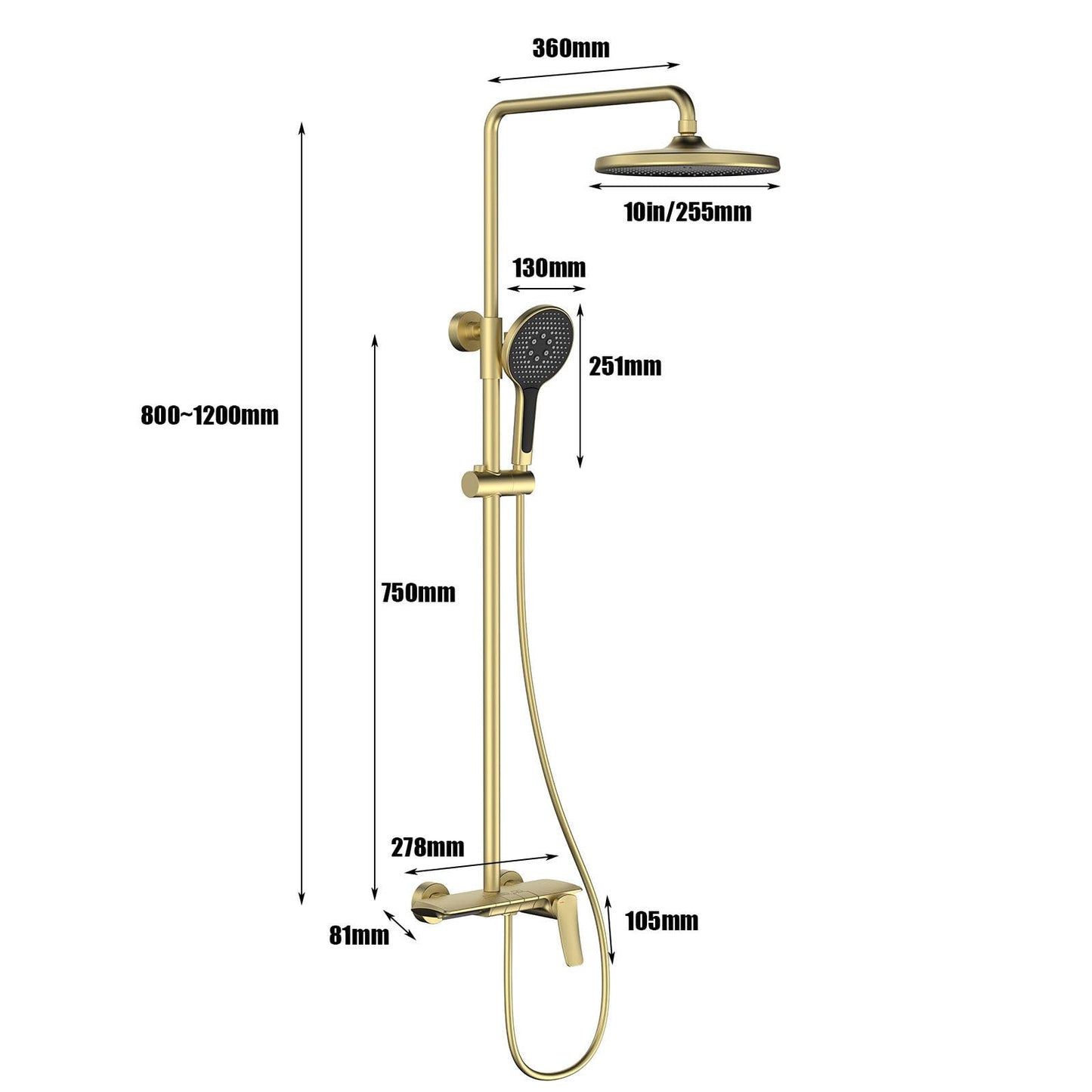 3 Modes Hand Shower 59A Brass Body Shower Set