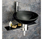 Bathroom Tempered Glass Vessel Sink & Vanity + Faucet