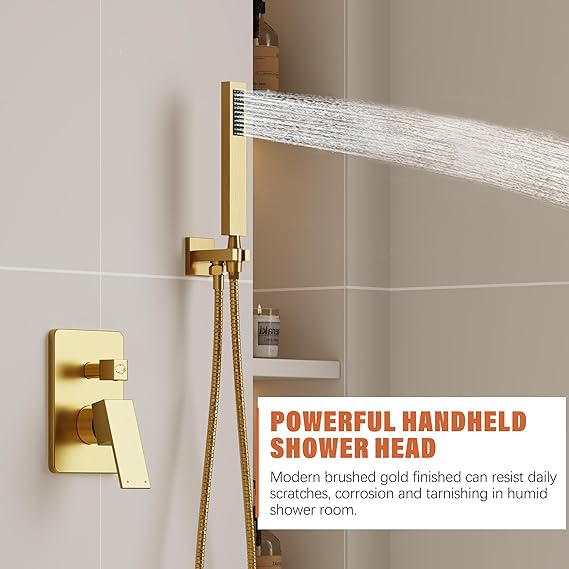 Gold Shower System with Tub Spout