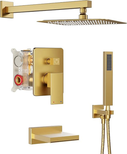 Gold Shower System with Tub Spout