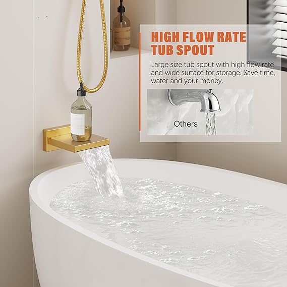 Gold Shower System with Tub Spout