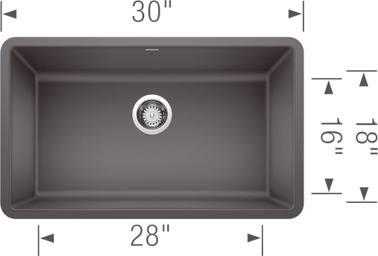 Precis BLA442530 30in  Single Bowl Kitchen Sink - Cinder