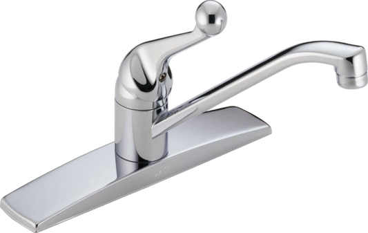 Delta Faucet Classic Single-Handle Kitchen Sink Faucet - Chrome Kitchen Faucet - Kitchen Sink Faucet 3-Hole - Chrome 100LF-WF - 8.00 x 8.00 x 8.00 inches