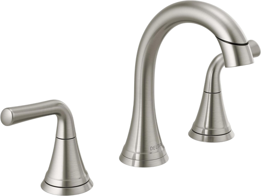 Delta 3533LF-PDMPU Kayra 1.2 GPM Widespread Pull Down Bathroom Faucet with Push Pop-Up Drain Assembly - Brilliance Stainless