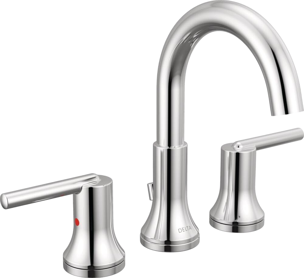 Delta Faucet Trinsic Widespread Bathroom Faucet Chrome - Bathroom Faucet 3 Hole - Diamond Seal Technology- Metal Drain Assembly - Chrome 3559-MPU-DST