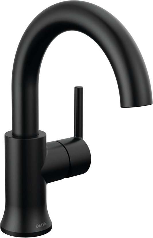 Delta Faucet Trinsic 559HA-BL-DST Single Hole Swivel Spout Bathroom Faucet Black Basin Faucet Single Lever Bathroom Faucet Diamond Seal Technology Drain