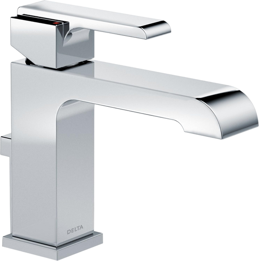 Delta Faucet Ara Single Hole Bathroom Faucet, Single Handle Bathroom Faucet Chrome -Bathroom Sink Faucet -Metal Drain Assembly - Chrome 567LF-MPU