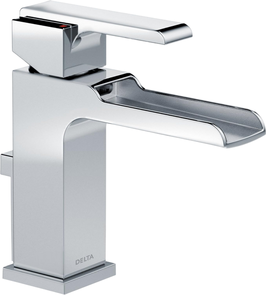 Delta Faucet Ara Single Hole Bathroom Faucet, Single Handle Bathroom Faucet Chrome - Waterfall Faucet - Metal Drain Assembly -Chrome 568LF-MPU