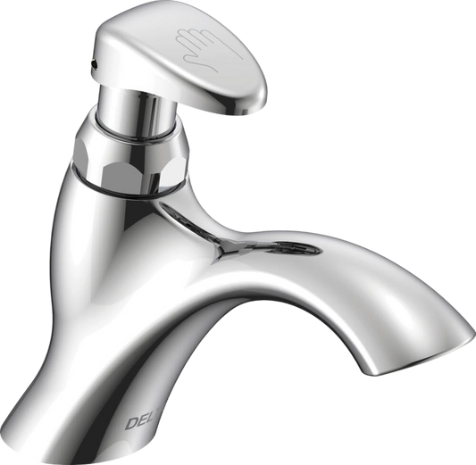 Delta Faucet 87T105 87T Single Hole Metering Slow-Close Bathroom Faucet Chrome  6.36 x 1.91 x 6.36 inches