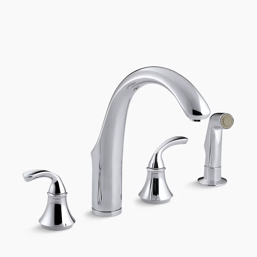 Kohler Forté® 4-Hole kitchen sink faucet with 7-3/4" spout, matching finish sidespray K-10445-CP