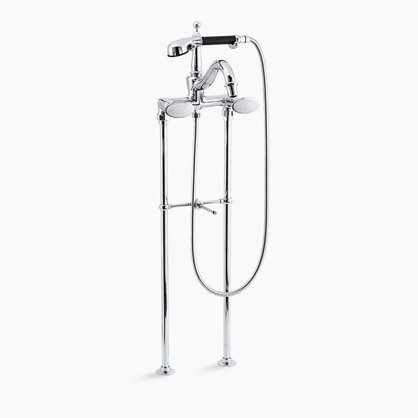 Kohler Antique Floor/wall bath faucet with oval handles and handshower K-110-9B-CP