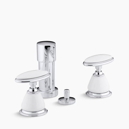 Kohler  Antique Vertical spray bidet faucet with oval handles, requires ceramic handle insets and skirts K-142-9B