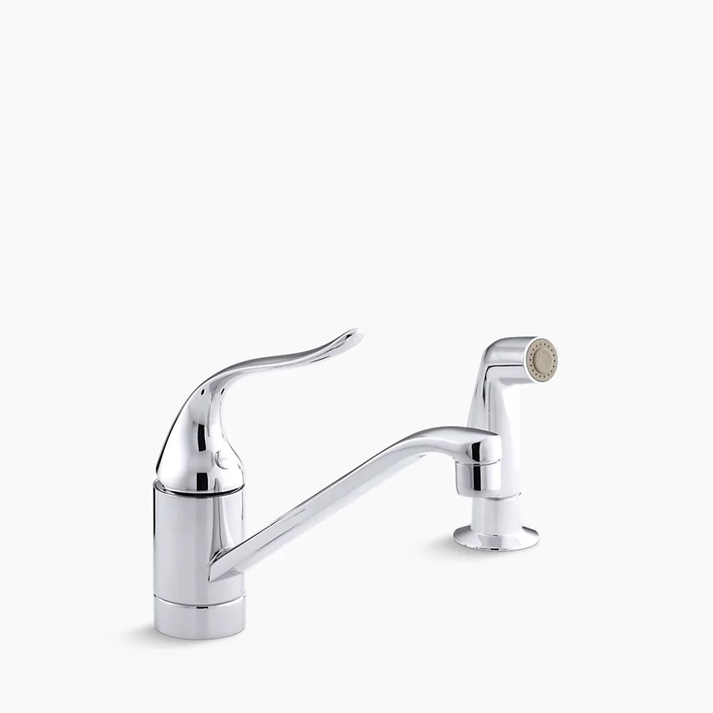 Kohler Coralais® Two-hole kitchen sink faucet with 8-1/2" spout, matching finish side-spray and lever handle K-15176-F-CP