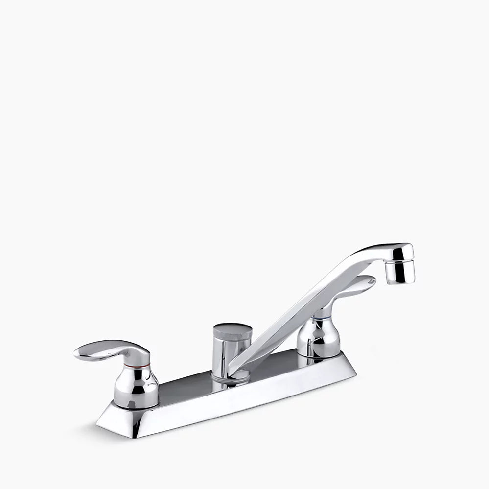 Kohler Coralais® Three-hole kitchen sink faucet with 7-5/8" spout and lever handles K-15251-4-CP