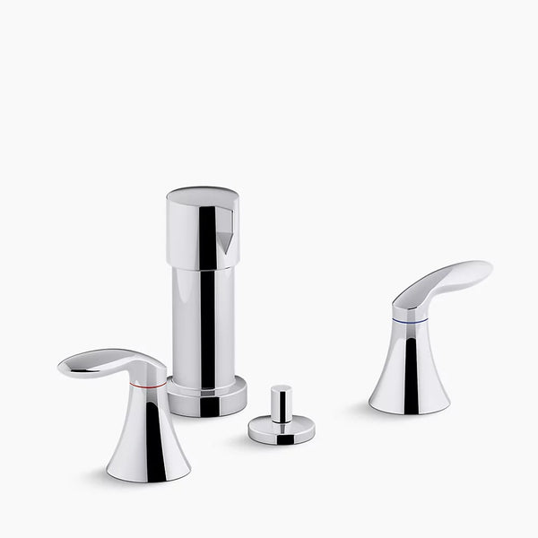 Kohler Coralais® Vertical spray bidet faucet with sculptured acrylic handles K-15286-4RA-CP