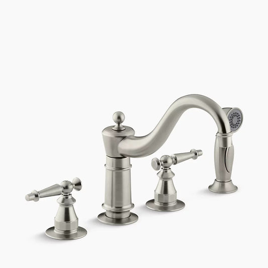 Kohler K-158-4 Antique Kitchen Sink Faucet, Brsh Nckl