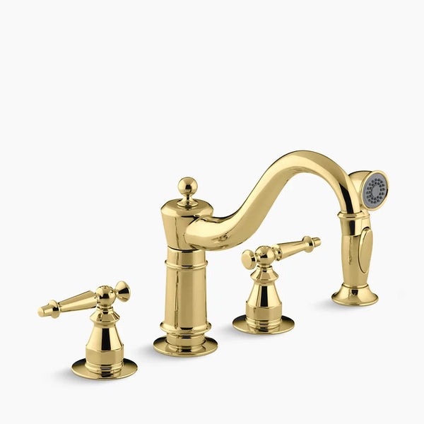 Kohler K-158-4 Antique Kitchen Faucet, Polished Brass