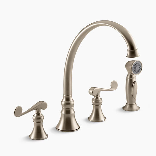 Kohler K-16109-4 Revival Kitchen Sink Faucet, Brsh Brnz