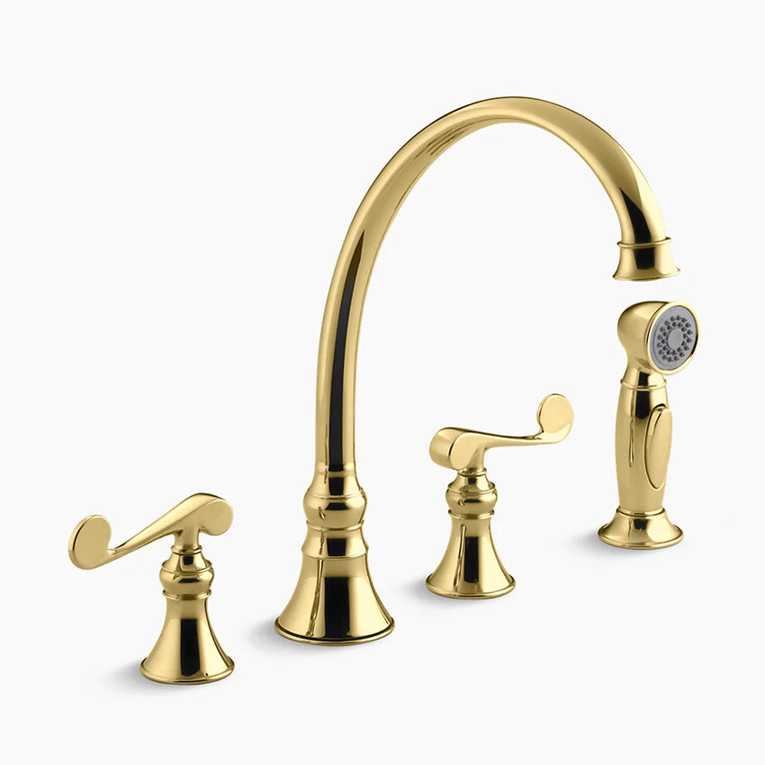 Kohler K-16109-4 Revival Kitchn Sink Faucet, Plsh Brass