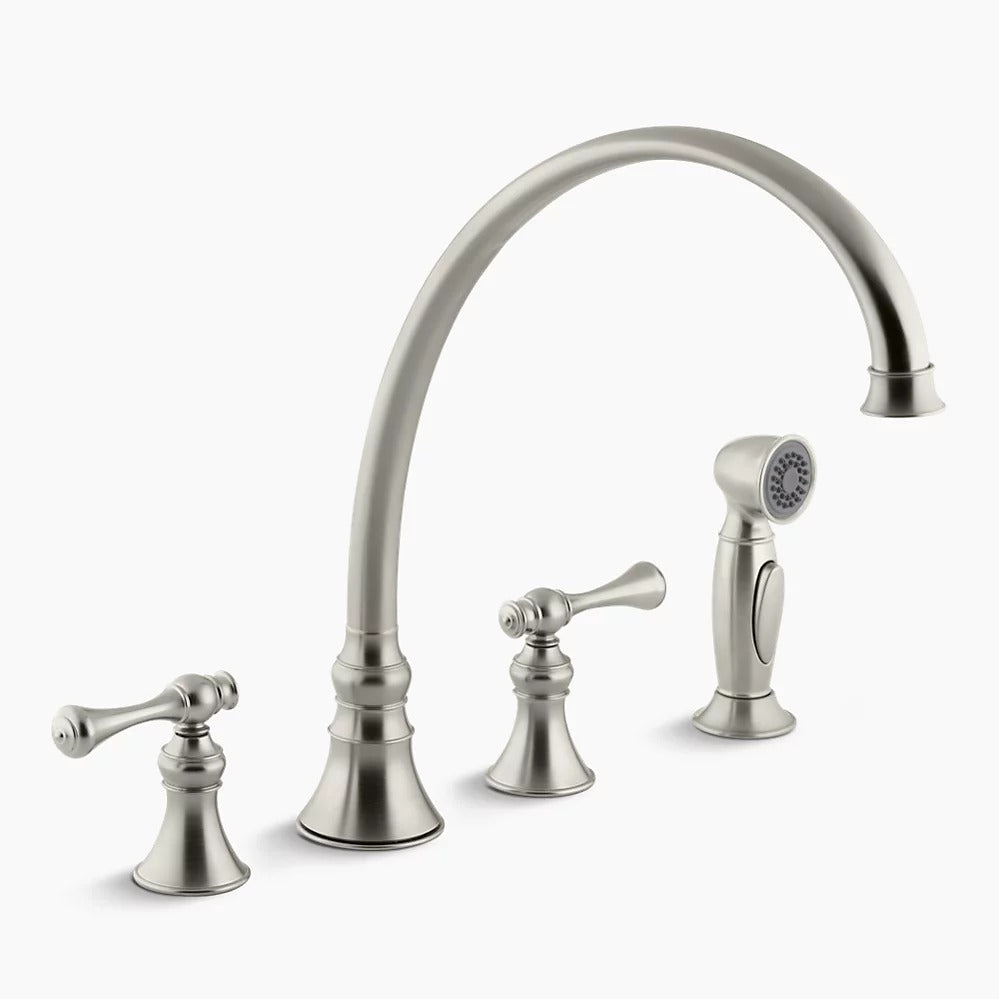 Kohler K-16111-4A Revival Kitchen Faucet, Brsh Nckl