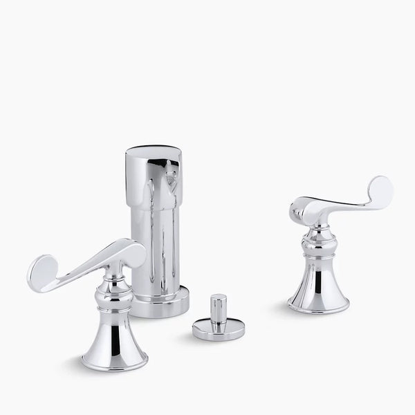 Kohler  Revival® Vertical spray bidet faucet with scroll lever handles  K-16132-4-CP