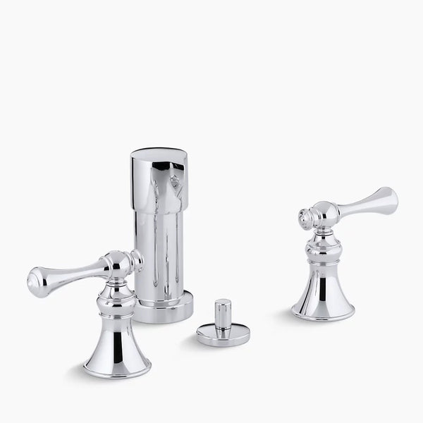 Kohler  Revival® Vertical spray bidet faucet with traditional lever handles  K-16132-4A-CP
