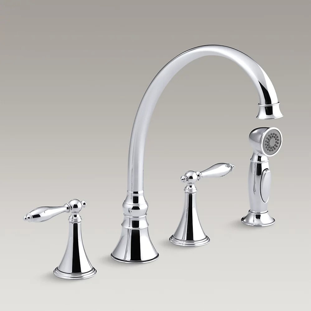 Kohler K-377-4M Finial Kitchen Sink Faucet, Chrome