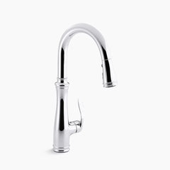 Kohler K-560-CP Bellera Single Hold or Three Hole Kitchen Faucet with Pull Down 7-7/8" Spout and Right Hand Lever Handle - Polished Chrome