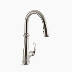 Kohler K-560-VS Bellera Single Hole or Three Hole Kitchen Sink Faucet with Pull Down 7-7/8" Spout and Right Hand Lever Handle - Vibrant Stainless
