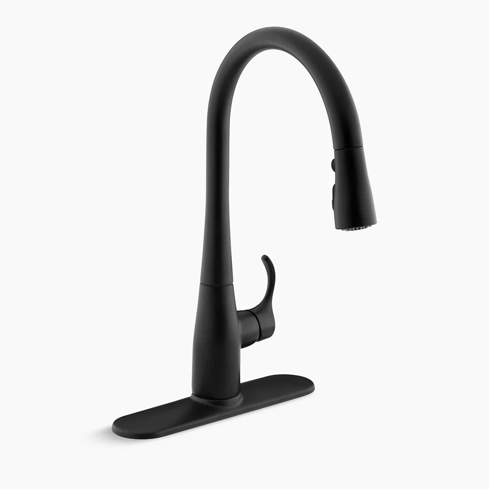 Kohler K-596-BL Simplice Pull Down 16-5/8" Spout Kitchen Faucet - Black