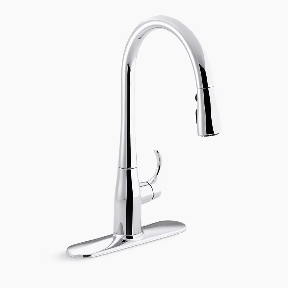 Kohler Simplice® Single-hole or three-hole kitchen sink faucet with 16-5/8" pull-down spout K-596-CP