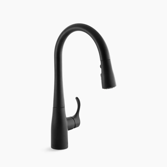 Kohler K-597-BL Simplice Pull Down 15-3/8" Spout Kitchen Faucet - Matte Black