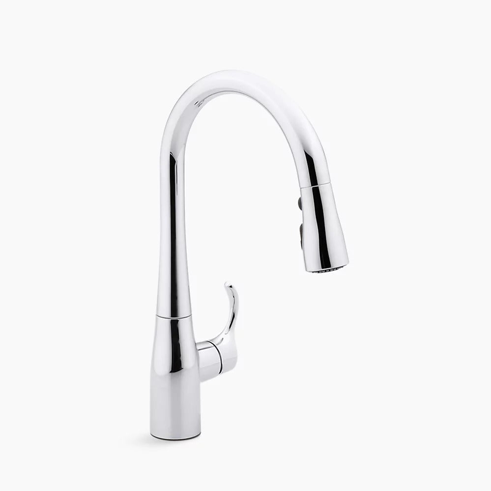 Kohler Simplice® Single-hole or three-hole kitchen sink faucet with 15-3/8" pull-down spout K-597