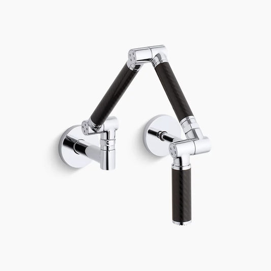 Kohler Karbon 2-hole Wall Mount Kitchen Sink Faucet Chrome/Black K-6228-C12-CP