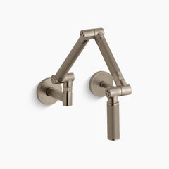 Kohler Karbon® Articulating two-hole wall-mount kitchen sink faucet with 13-1/4" spout with Bronze tube K-6228-C15-BV