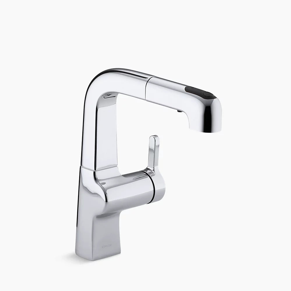 Kohler Evoke® Single-hole kitchen sink faucet with 8" pullout spout K-6332