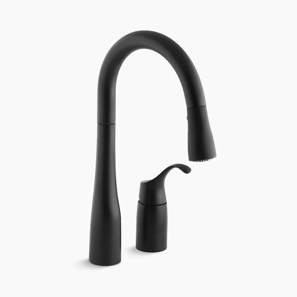 Kohler K-649-BL Simplice Two Hold Kitchen Faucet with 14-3/4" Pull Down Swing Spout - Matte Black