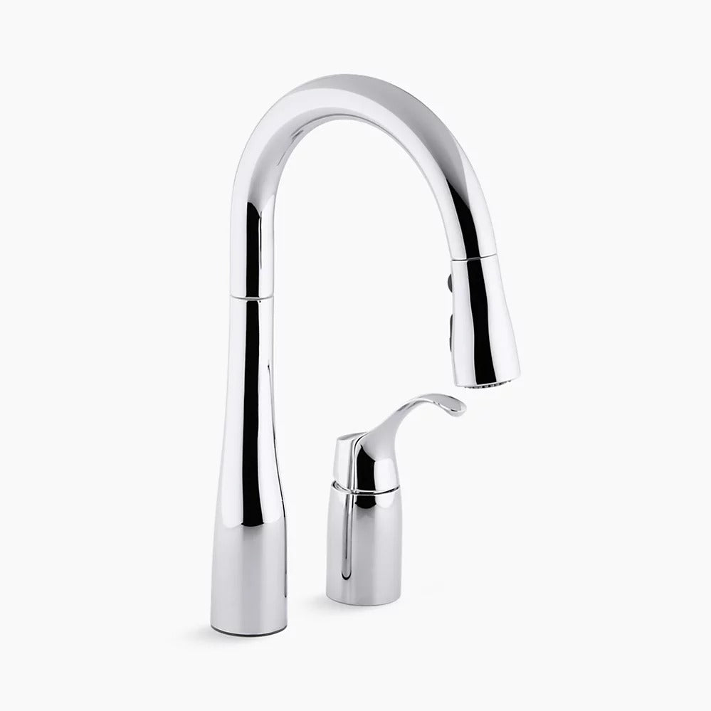 Kohler K-649-CP Simplice Two Hole Kitchen Faucet with 14-3/4" Pull Down Swing Spout - Polished Chrome