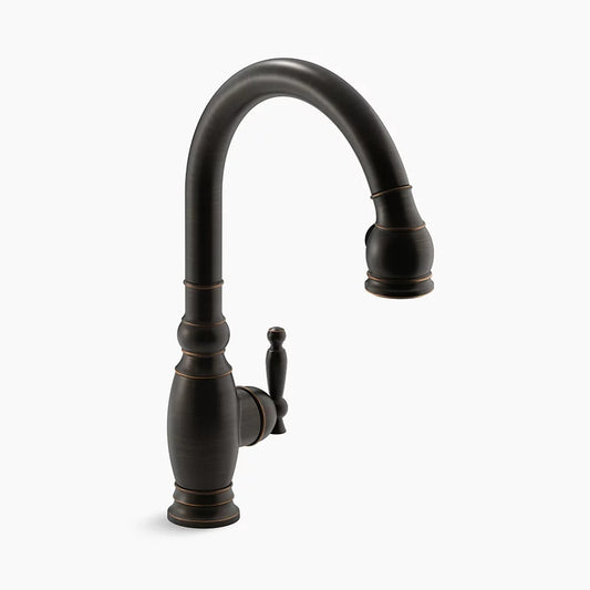 Kohler K-690-2BZ Vinnata Pull Down 16-5/8" Spout and Lever Handle Kitchen Faucet - Oil Rubbed Bronze