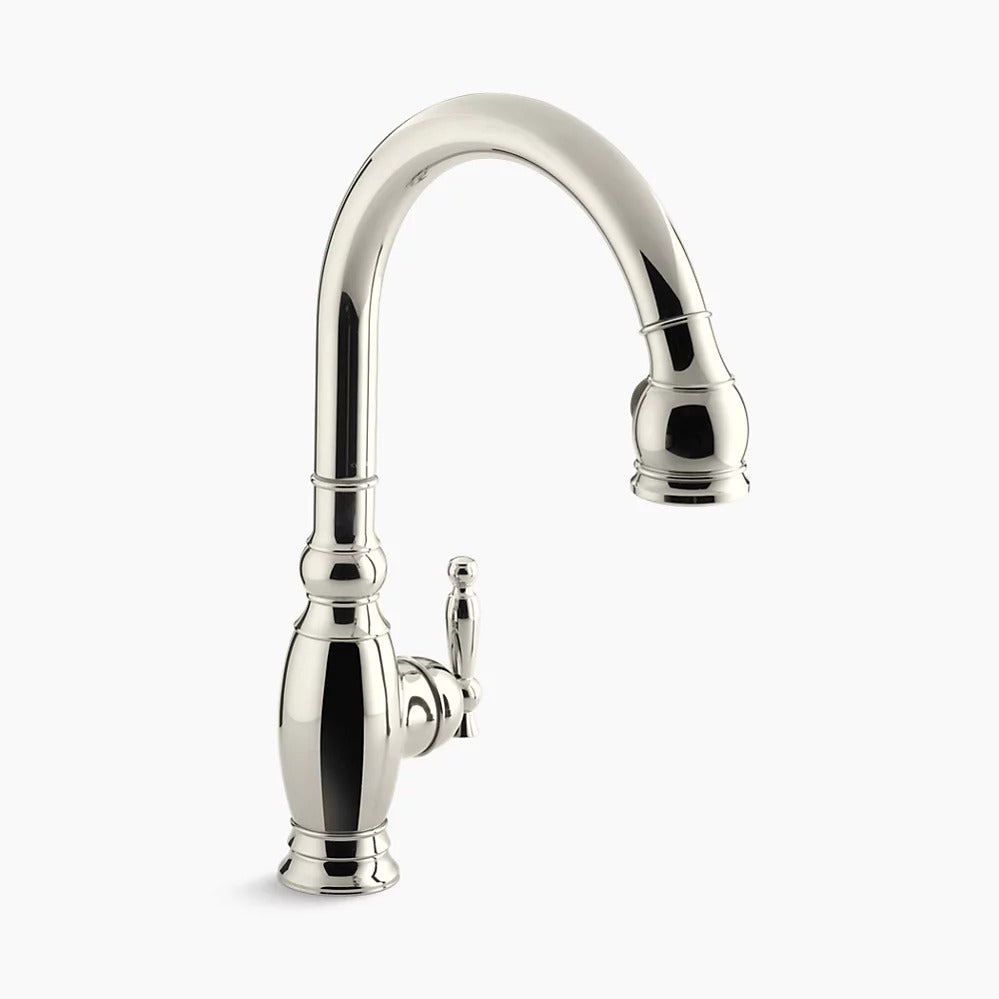 Kohler K-690-SN Vinnata Pull Down 16-5/8" Spout and Lever Handle Kitchen Faucet - Vibrant Polished Nickel