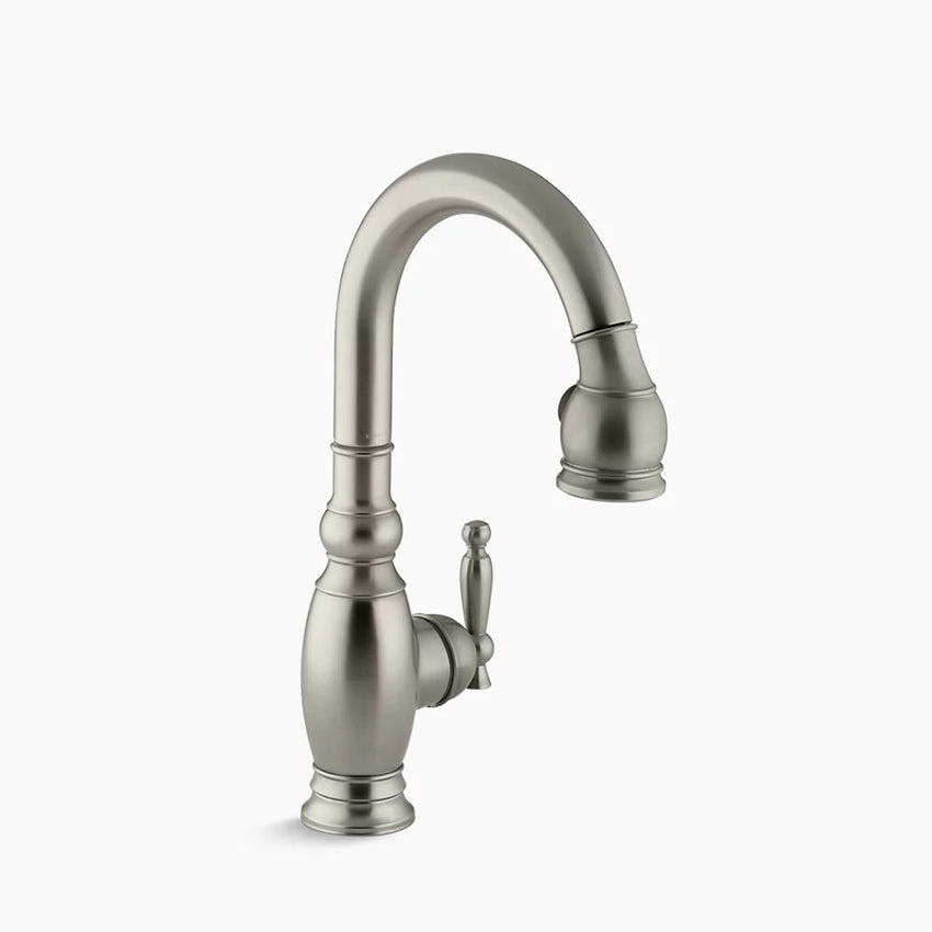 Kohler Vinnata® Single-hole or three-hole kitchen sink faucet with pull-down 15-1/8" spout and lever handle  K-691-BN