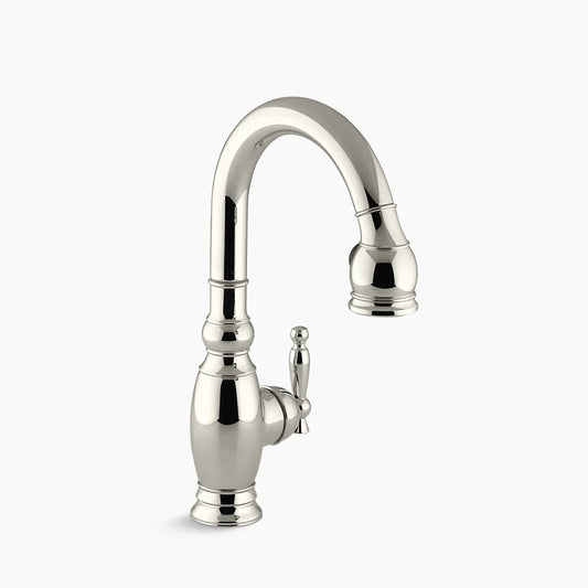 Kohler K-691-SN Vinnata Pull Down 15-1/8" Spout and Lever Handle - Vibrant Polished Nickel