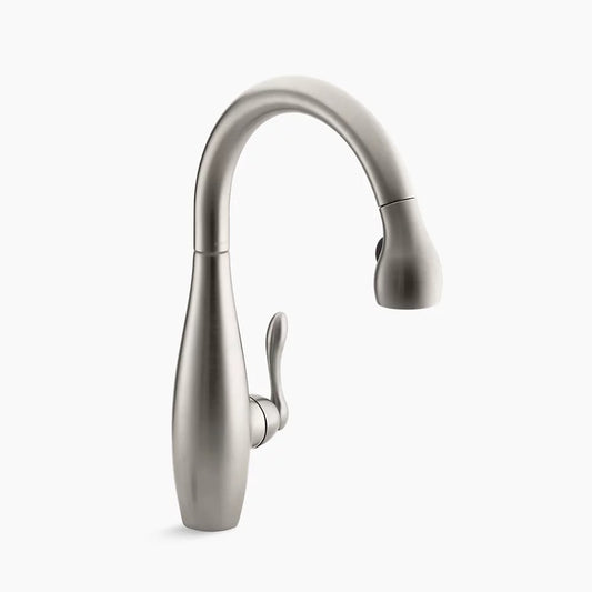 Kohler K-692-VS Clairette Pull Down 9-1/2" Spout and Right Hand Lever Handle Kitchen Faucet - Vibrant Stainless